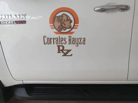 Acercamiento al logotipo en la puerta de una Toyota Hilux